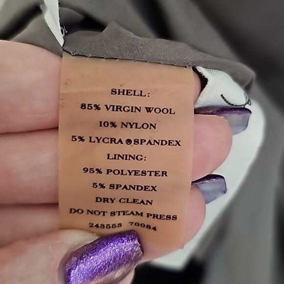 Ann Taylor 8 Stretch Wool Suiting Dress Gray boatneck Sheath - Picture 6 of 8